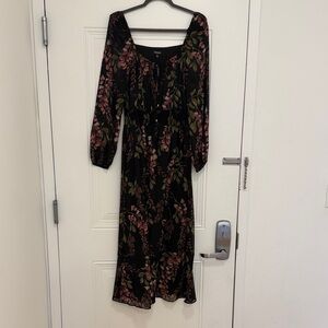 Kensie Black and Pink Floral Long Sleeve Dress